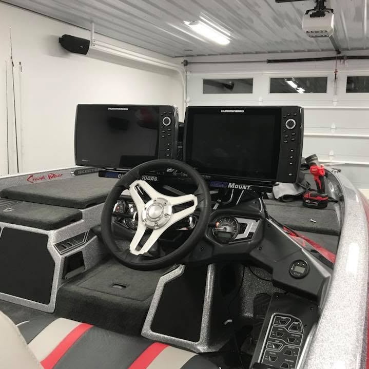 Large marine electronics displays installed on a boat